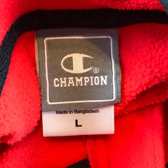 Champion Men’s Outdoor Sporty Style 1/4 Zip Red Orange Pullover Sweater Size L - Picture 2 of 4